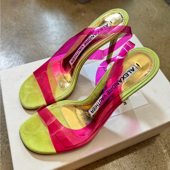 Alexander Vauthier - Suede Lime Slipper Crystal Thong Heel 
Size 37 - Picture 3 of 5